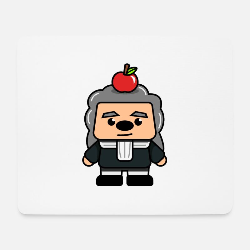 Isaac Newton with apple on his head - Mouse Pad (horizontal) - white