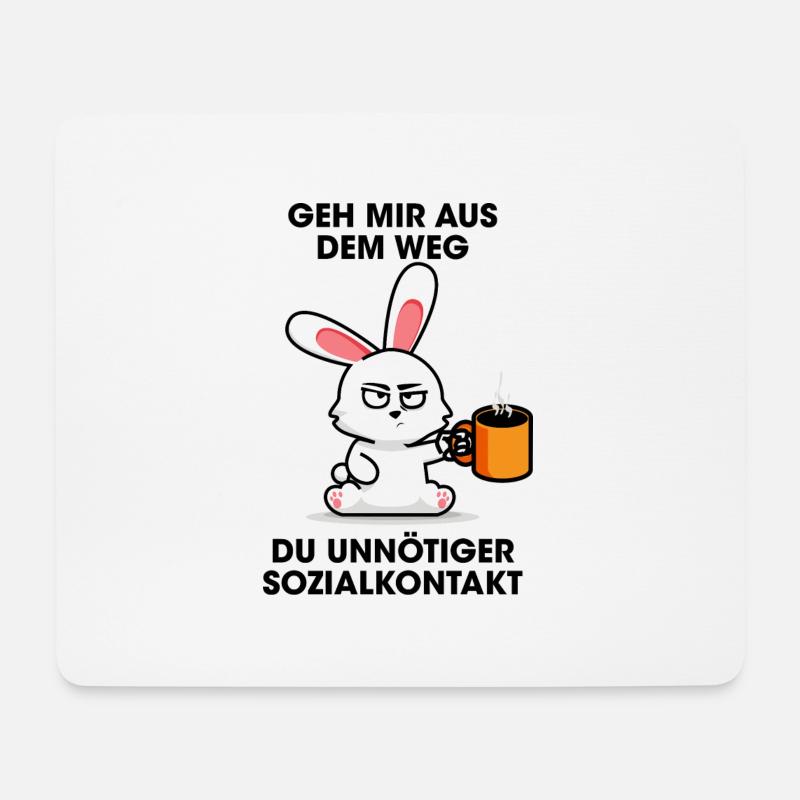 Bad Morning Rabbit - Mousepad (Querformat) - Weiß