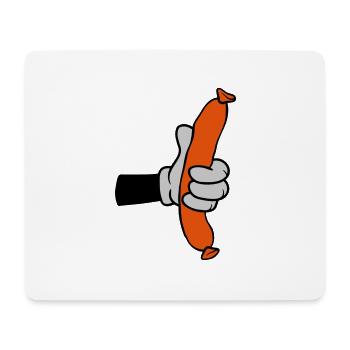 Comic Hand Holds Sausage - Mouse Pad (horizontal) - white - Front