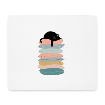 Katze auf Kissen - Mousepad (Querformat) - Weiß - Vorne