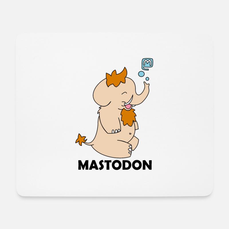 Mastodon Fediverse dunkel - Mousepad (Querformat) - Weiß