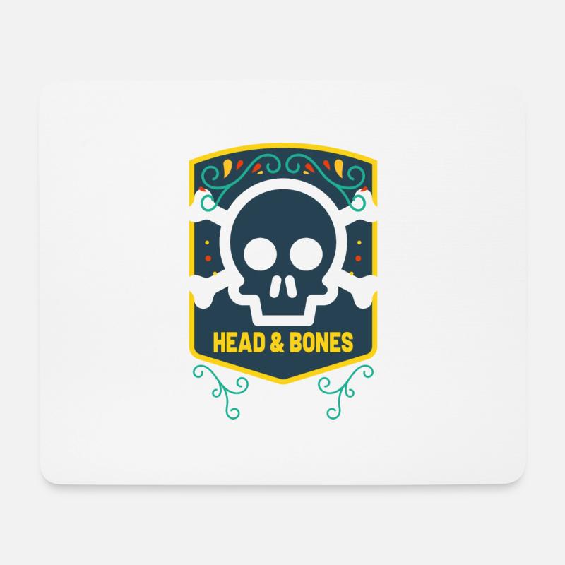Head and bones - Mouse Pad (horizontal) - white