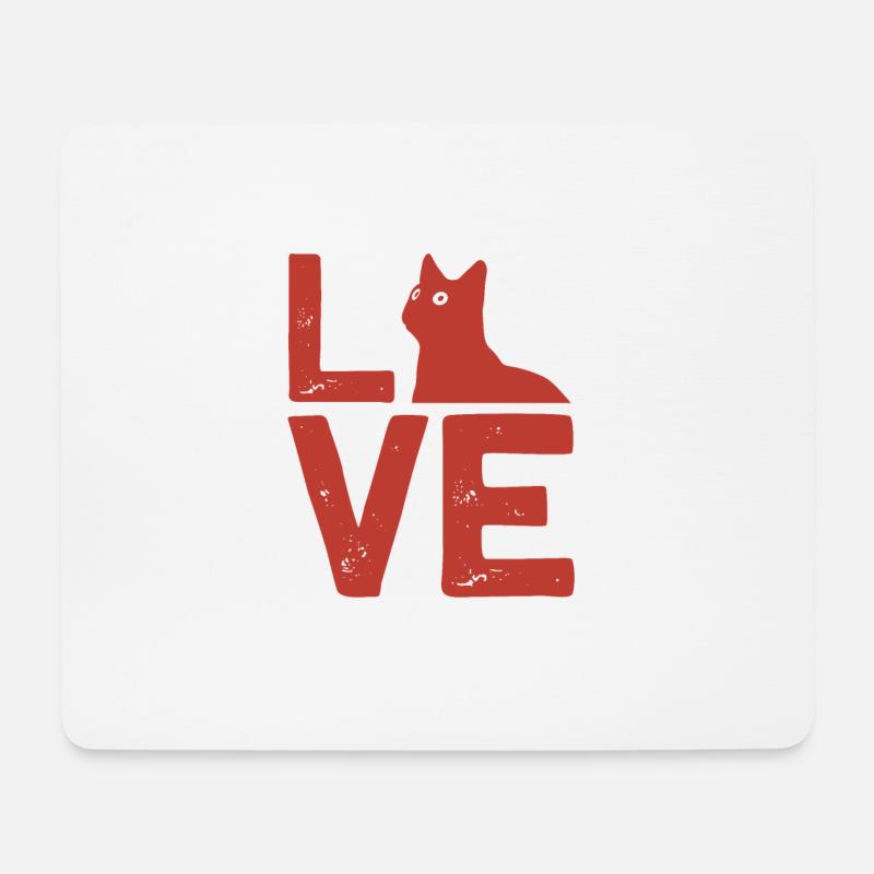 Katze Liebe Love Tier Geschenk Cats Tshirt - Mousepad (Querformat) - Weiß