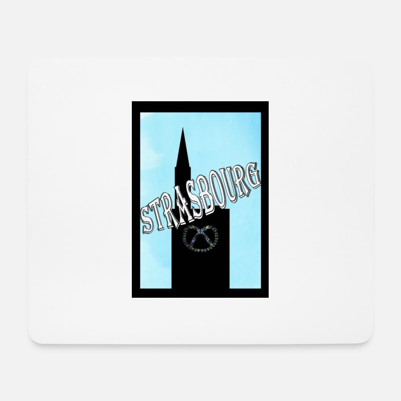 Strasbourg Alsace Pretzel Cathedral - Mouse Pad (horizontal) - white