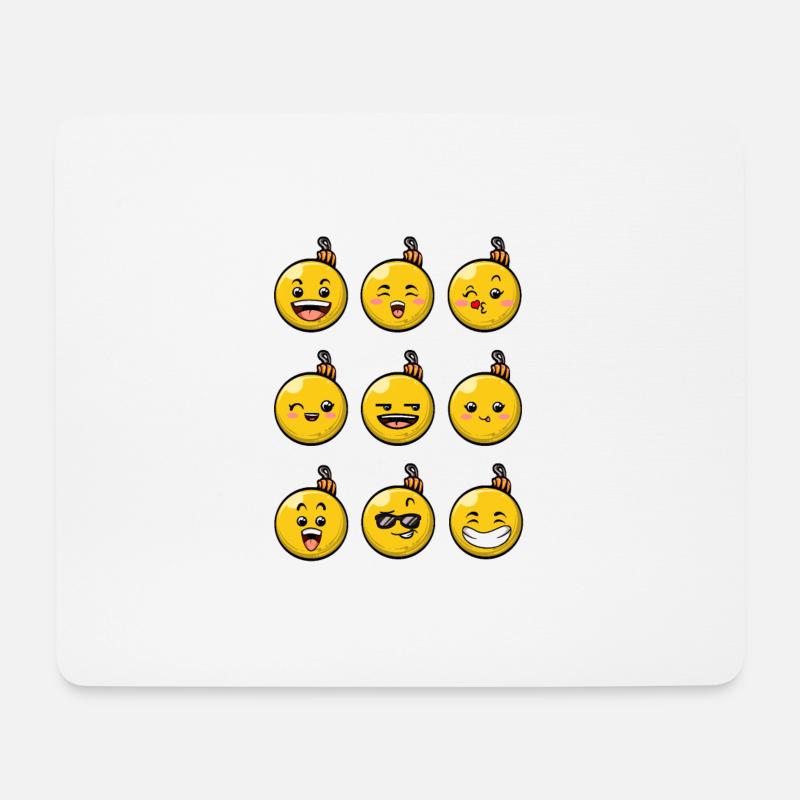 9 Weihnachtskugeln #3/10 Gelb - Mousepad (Querformat) - Weiß