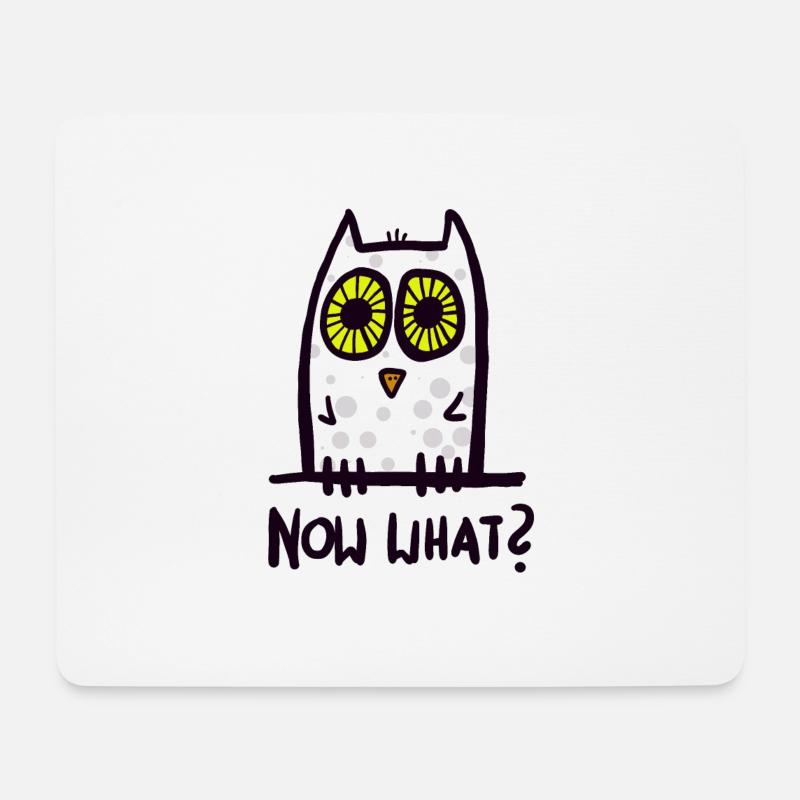 now what? lustige Eule - Mousepad (Querformat) - Weiß