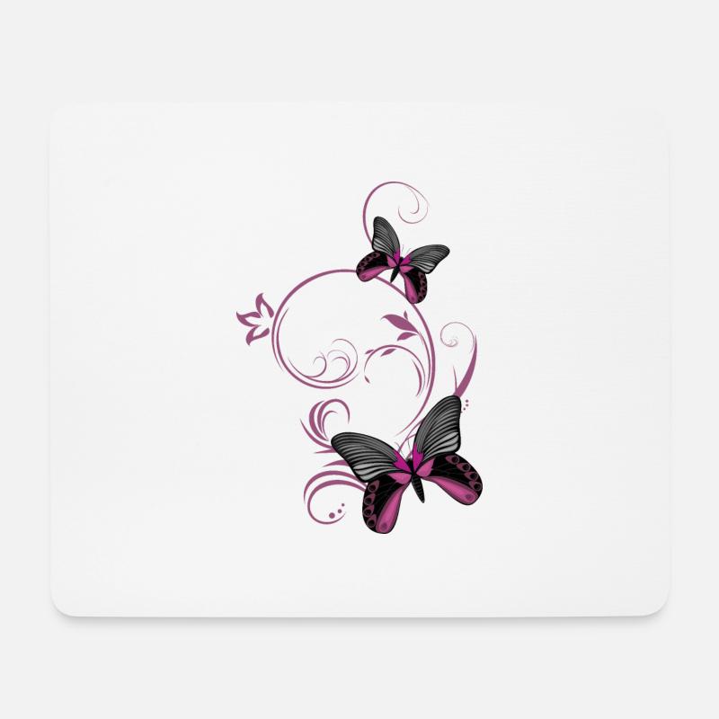 Two stylized butterflies - Mouse Pad (horizontal) - white
