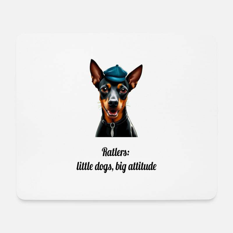 Ratler kleiner Hund, große Haltung - Mousepad (Querformat) - Weiß