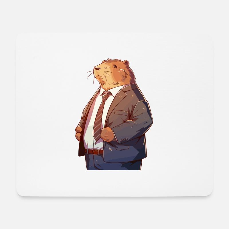 Capybara as an office worker - Mouse Pad (horizontal) - white