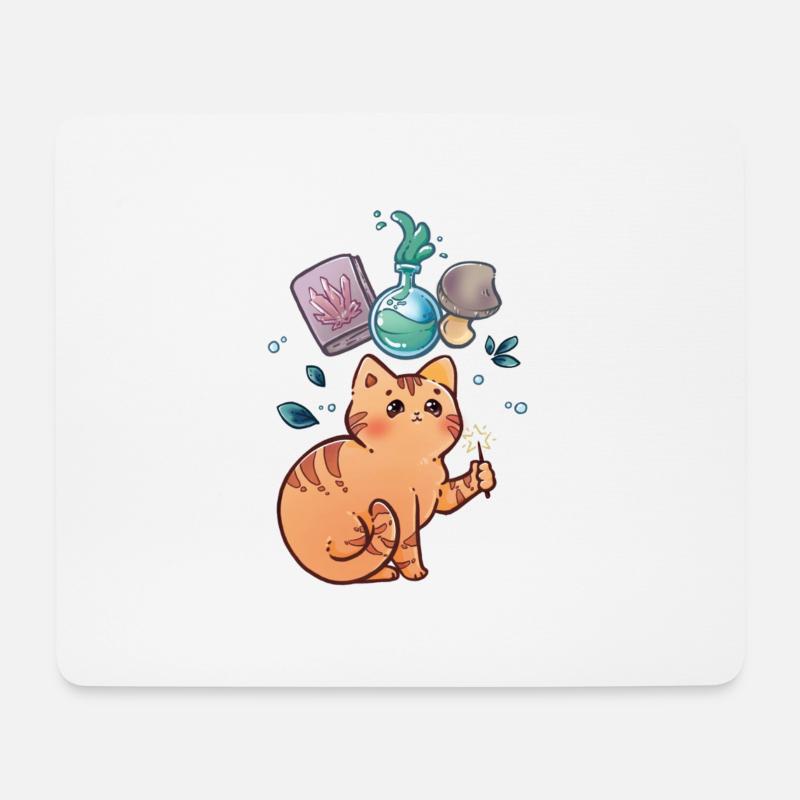 Kleine Magier Katze - Mousepad (Querformat) - Weiß