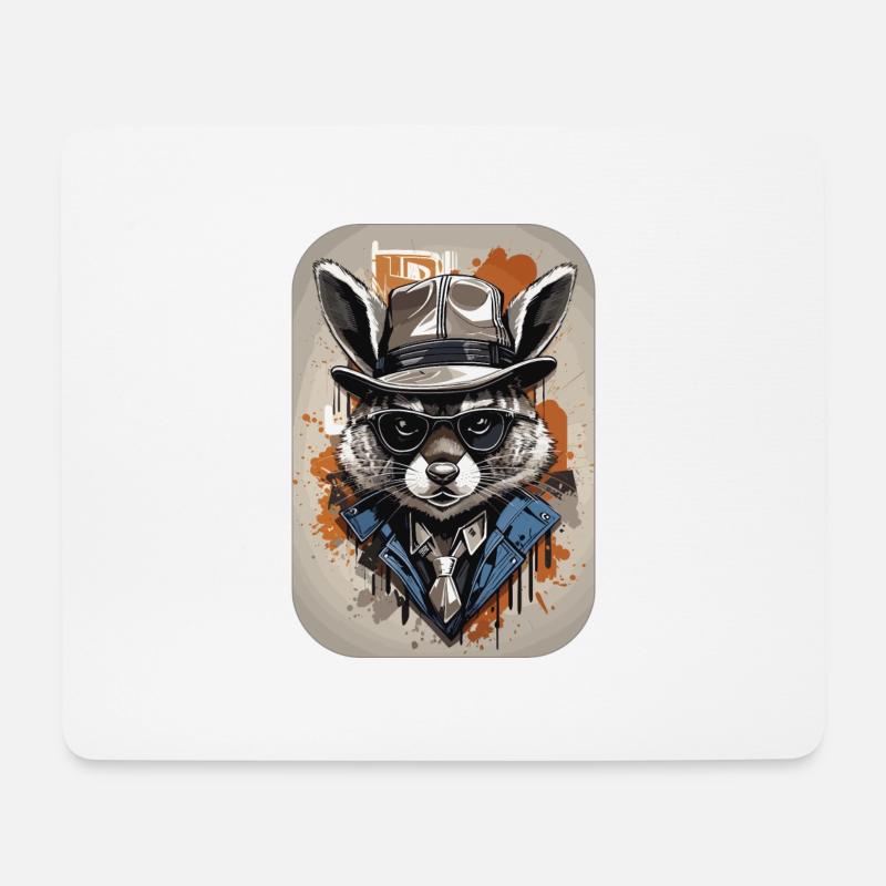 Waschbär Gangster Alte Schule - Mousepad (Querformat) - Weiß