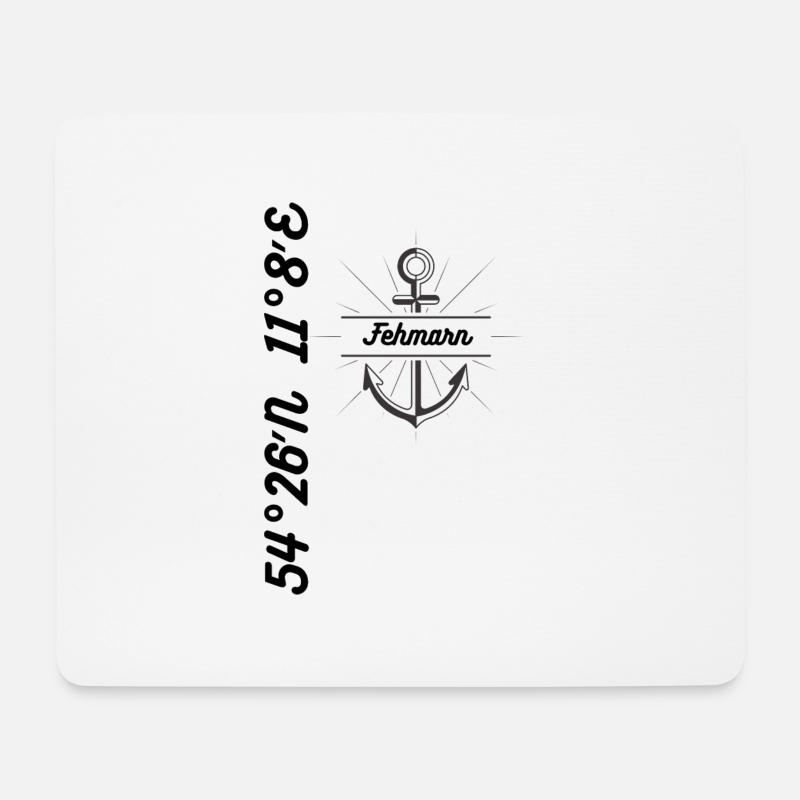 Koordinaten Design Fehmarn - Mousepad (Querformat) - Weiß
