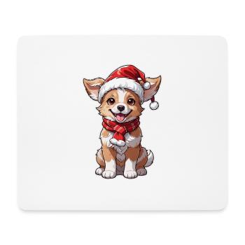 chien avec bonnet de noel - Tapis de souris (format paysage) - blanc - Devant