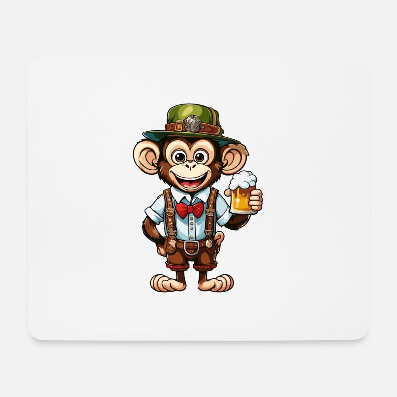 Lederhose / Tier / Tracht / Tradition / Affe - Mousepad (Querformat) - Weiß