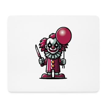 Gruseliger Cartoon-Clown mit einem Messer und einem Luftballon - Mousepad (Querformat) - Weiß - Vorne