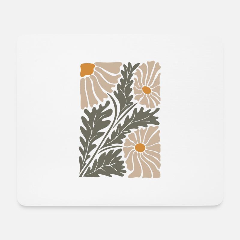 Retro Groovy Blumen - Mousepad (Querformat) - Weiß