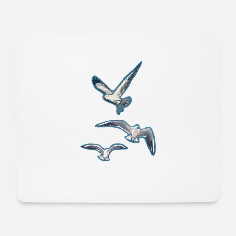 Abstrakte Möwen - Mousepad (Querformat) - Weiß