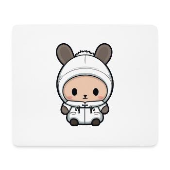 Lapin Hiver Bande Dessinée Mignon - Tapis de souris (format paysage) - blanc - Devant