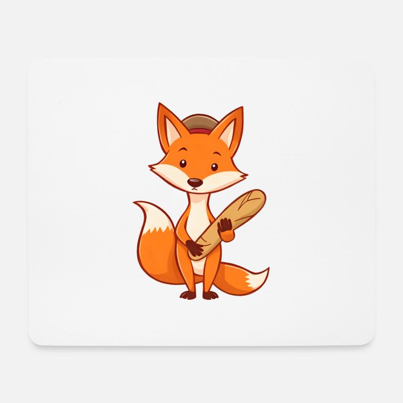 Fröhlicher Fuchs mit Hut - Mousepad (Querformat) - Weiß