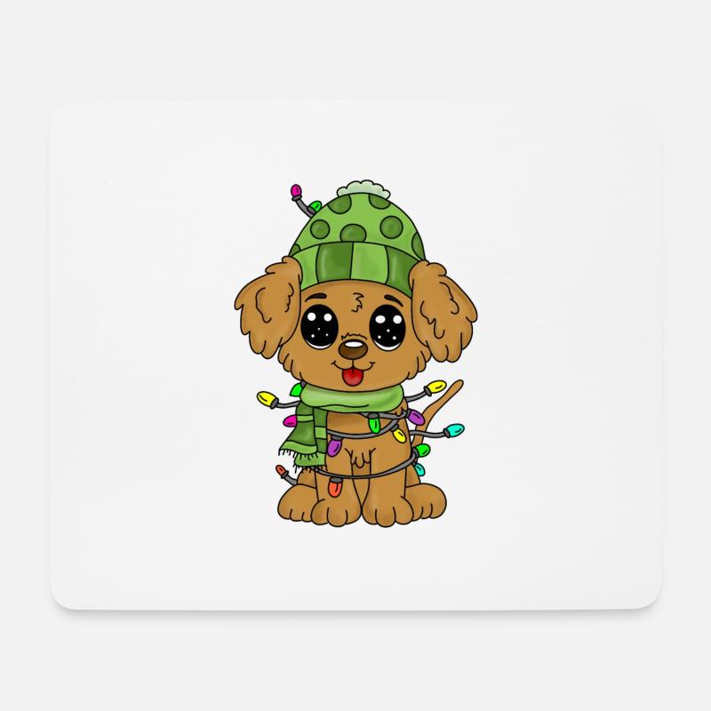 Dog with Christmas decorations - Mouse Pad (horizontal) - white