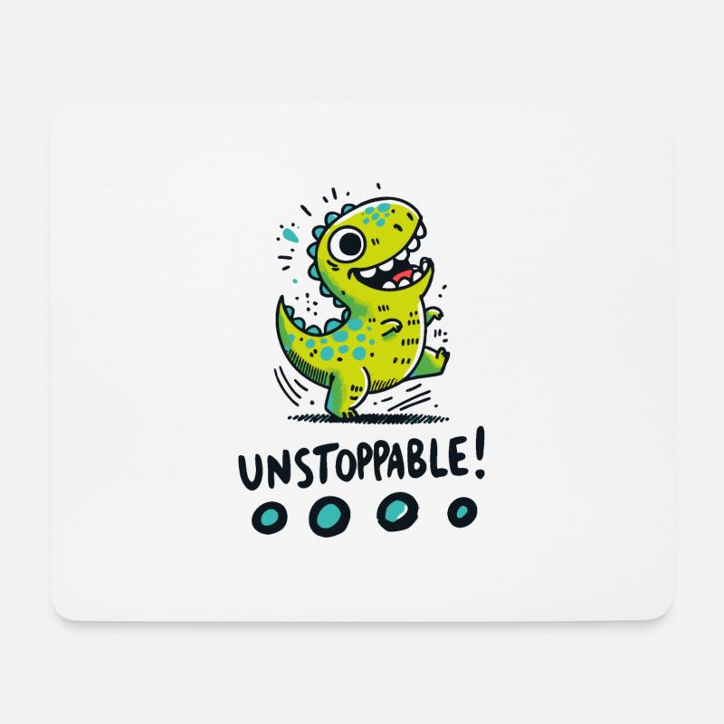 T-Rex Unstoppable – Lustiges Dinosaurier-Design - Mousepad (Querformat) - Weiß