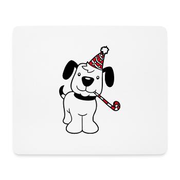 Hund Geburtstag Silvester Party Hut Feiern Tröte - Mousepad (Querformat) - Weiß - Vorne