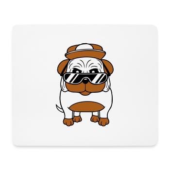 chien carlin cool lunettes de soleil cappy cap ados - Tapis de souris (format paysage) - blanc - Devant