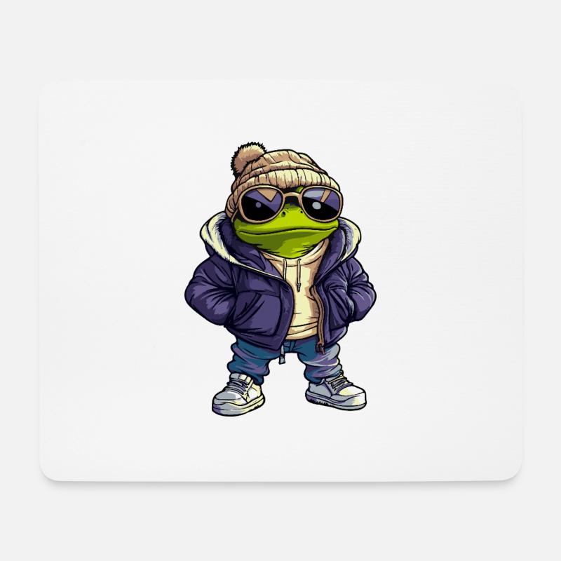 Frosch Cool Comic - Mousepad (Querformat) - Weiß