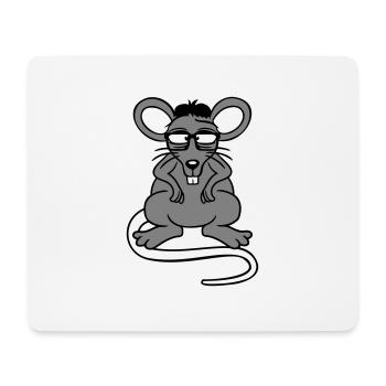 Maus Nerd Geek Hornbrille Schlau Intelligent Freak - Mousepad (Querformat) - Weiß - Vorne