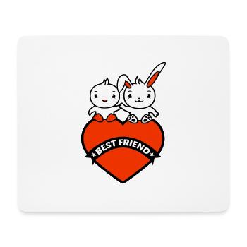 2 Meilleur ami lapin oiseau coeur deux mains tenant - Tapis de souris (format paysage) - blanc - Devant
