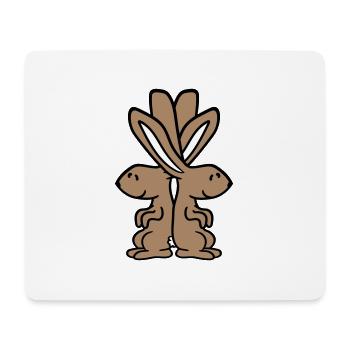 2 Bunnies Friends Team Pair Two Shoulder Leaning - Mouse Pad (horizontal) - white - Front