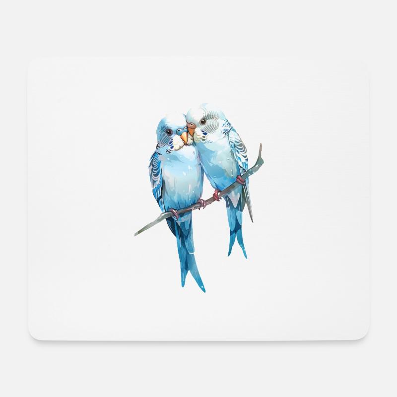 Wellensittiche - Mousepad (Querformat) - Weiß