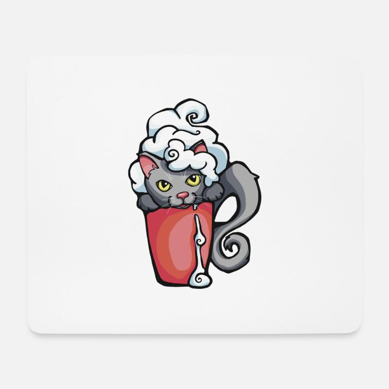 Coffee Cat - Mousepad (Querformat) - Weiß