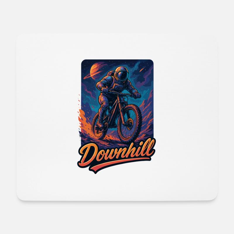 MTB Mountainbiking Downhill Astronaut Geschenk - Mousepad (Querformat) - Weiß