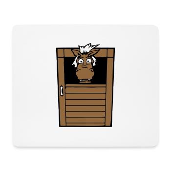 cheval anxieux cheval écurie porte d’écurie drôle de peur - Tapis de souris (format paysage) - blanc - Devant