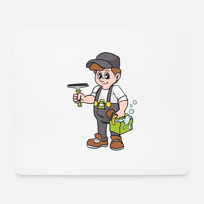 Fensterputzer - Mousepad (Querformat) - Weiß