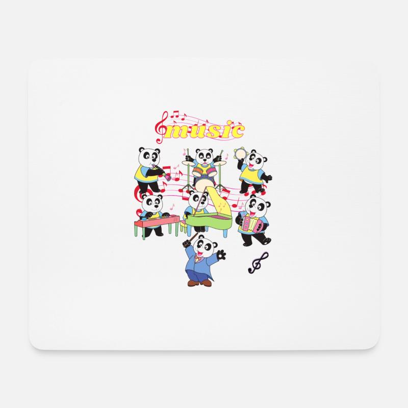 Musik Pandas - Mousepad (Querformat) - Weiß