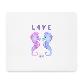 L O V E Seepferdchen - Mousepad (Querformat) - Weiß - Vorne