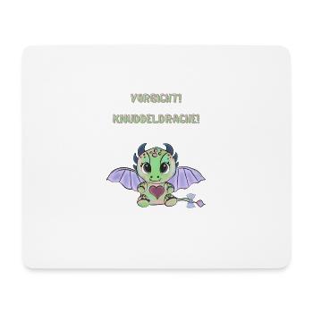 Vorsicht! Knuddeldrache - Mousepad (Querformat) - Weiß - Vorne