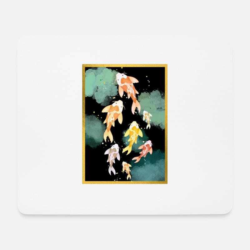 Koi-Karpfen Goldene Nacht - Mousepad (Querformat) - Weiß