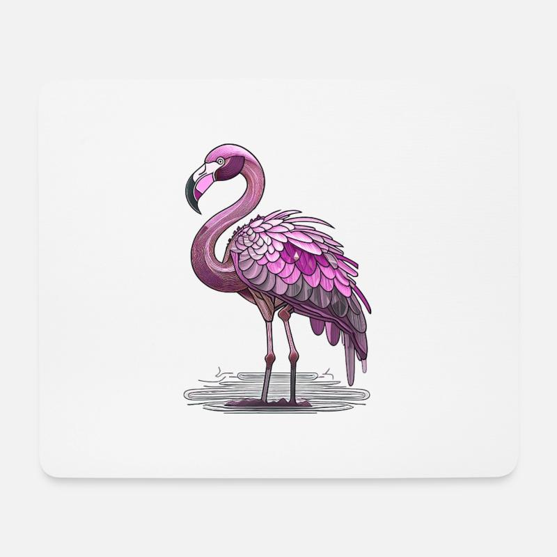 Flamingo - Mousepad (Querformat) - Weiß