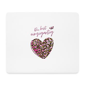Du bist einzigartig Leopard Herz - Mousepad (Querformat) - Weiß - Vorne
