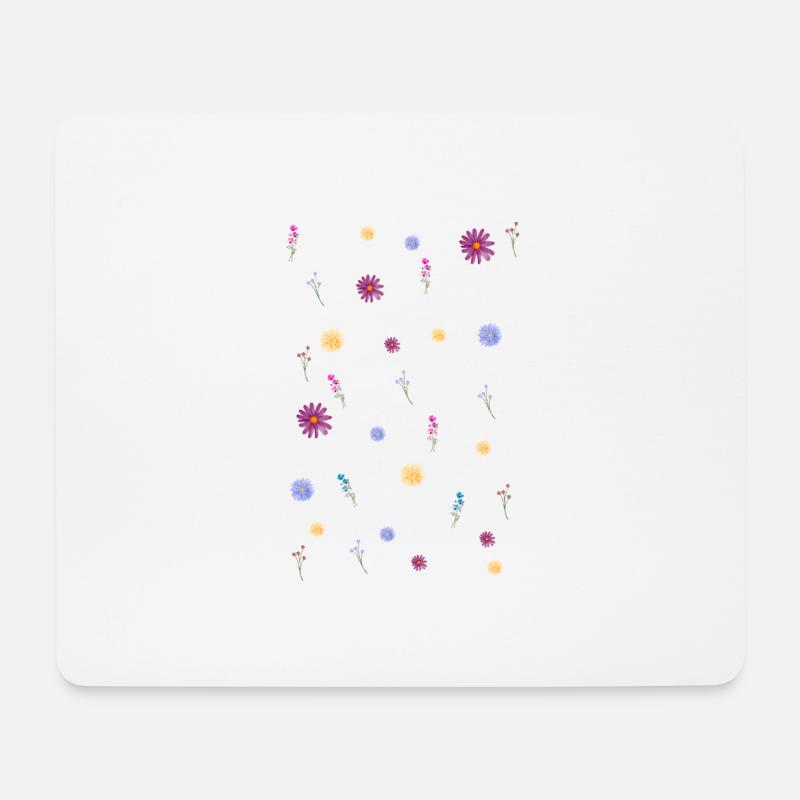 Flower Scatter on Black - Mouse Pad (horizontal) - white