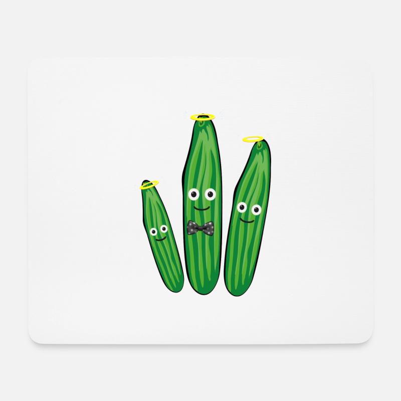 gurken familie,gurken,gurke,fliege, Heiligenschein - Mousepad (Querformat) - Weiß