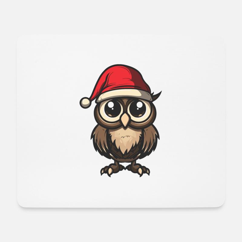 Eule Weihnachten - Mousepad (Querformat) - Weiß