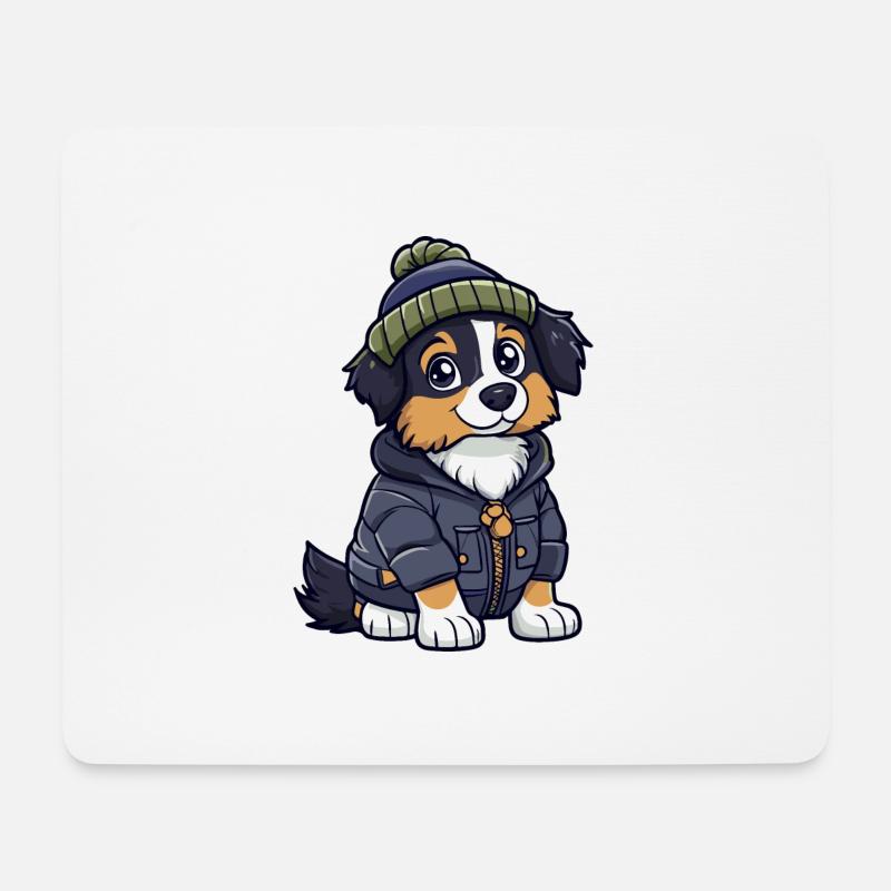 Australian Shepherd Hund Winter - Mousepad (Querformat) - Weiß