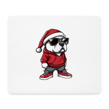 Staffordshire Bull Terrier Chien Noël - Tapis de souris (format paysage) - blanc - Devant