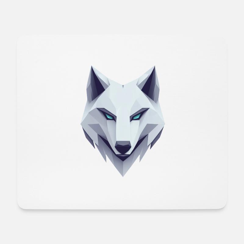 Wolf Logo, Wolf Kopf, Emblem, weißer Wolf - Mousepad (Querformat) - Weiß