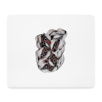 Schwarzweiß Blattmuster mit roten Beeren - Mousepad (Querformat) - Weiß - Vorne