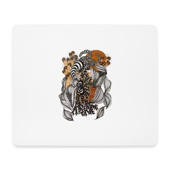 Black and White Botanical Spiral - Mouse Pad (horizontal) - white - Front